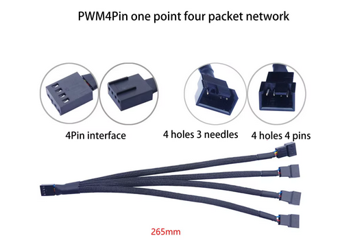 Cable de expansión de ventilador de 4 pines 1 a 4