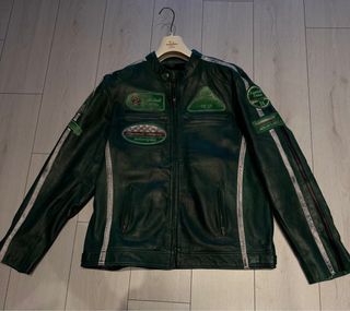 Giubbotto vintage pelle verde