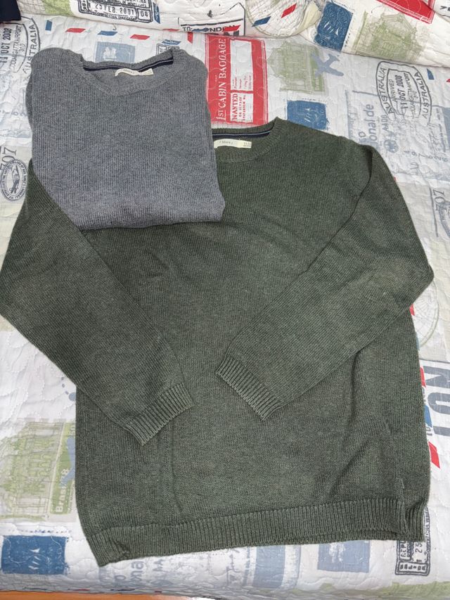 2 Jerséis Niño Gris y Verde Talla 11/12 ambos