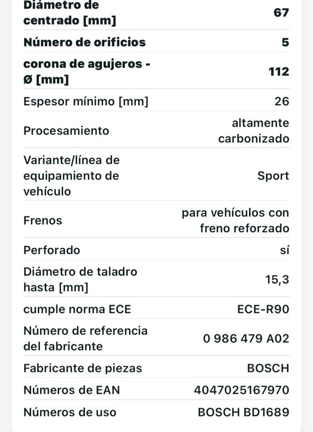 Discos de freno nuevos marca Bosch 294,8mm