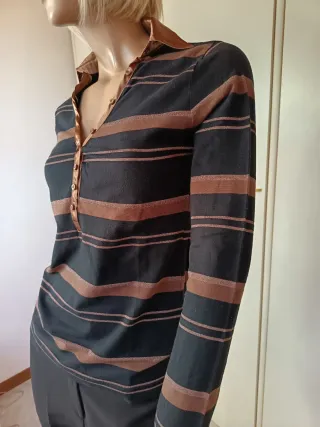 Maglietta Baci & Abbracci donna righe marroni