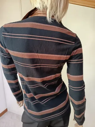 Maglietta Baci & Abbracci donna righe marroni