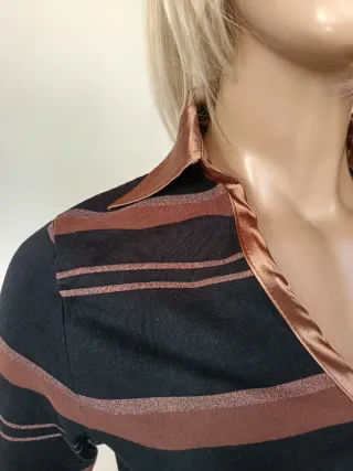 Maglietta Baci & Abbracci donna righe marroni