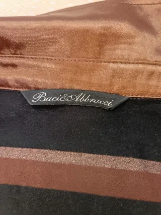 Maglietta Baci & Abbracci donna righe marroni