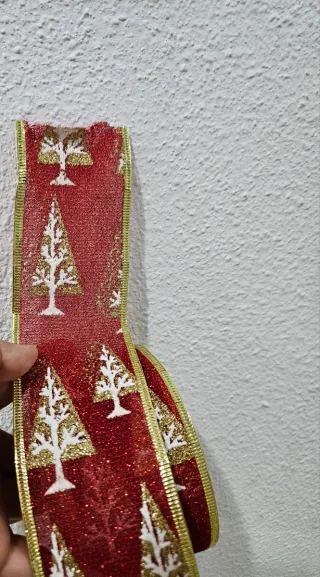 Estrella Decorativa Navideña Dorada y Cinta Navide