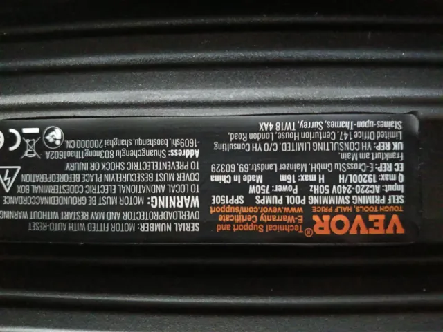 Bomba de piscina VEVOR SPP150E