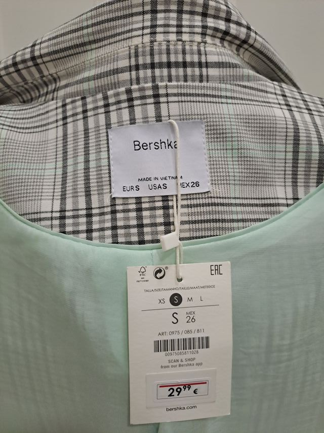 Chaqueta de vestir blazer de cuadros, Bershka, S