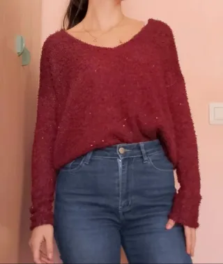 Jersey morado lentejuelas mujer