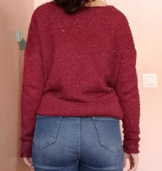 Jersey morado lentejuelas mujer