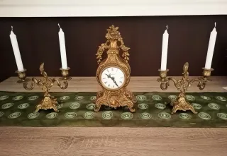 Reloj y Candelabros Bronce Vintage