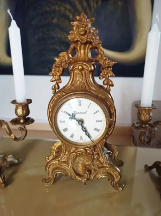 Reloj y Candelabros Bronce Vintage