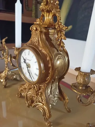 Reloj y Candelabros Bronce Vintage