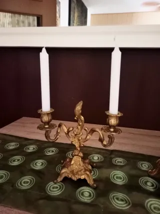 Reloj y Candelabros Bronce Vintage