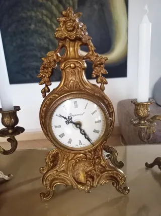 Reloj y Candelabros Bronce Vintage