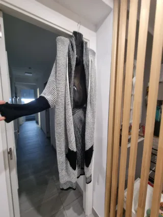 Gabardina Vintage Negra y Blanca Talla Única