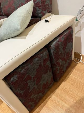 Sofá Chaise Longue Tela Beige/Marrón