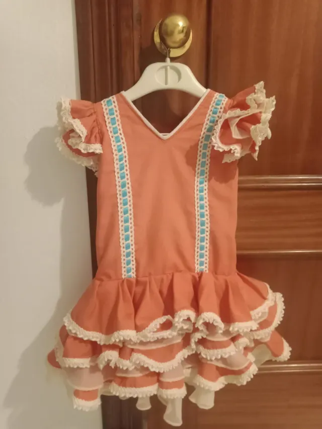Traje de flamenca niña rosa talla 3
