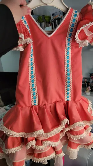 Traje de flamenca niña rosa talla 3