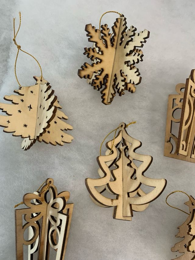 Decorazioni Natalizie Legno Set 5 Pezzi