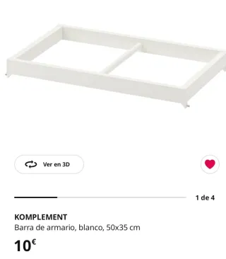 2 Barras Perchero Komplement Ikea 50x35 blanco