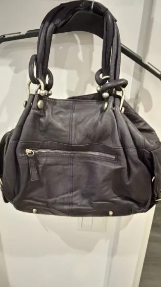 Bolso de piel negro/gris