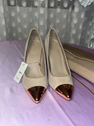 Zapatos Mango Tacon Beige Talla 40