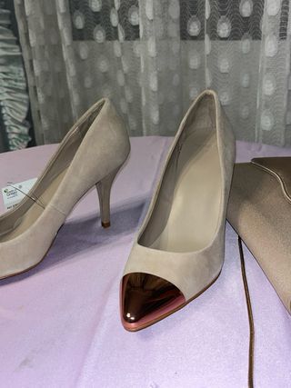 Zapatos Mango Tacon Beige Talla 40