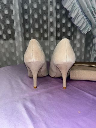 Zapatos Mango Tacon Beige Talla 40