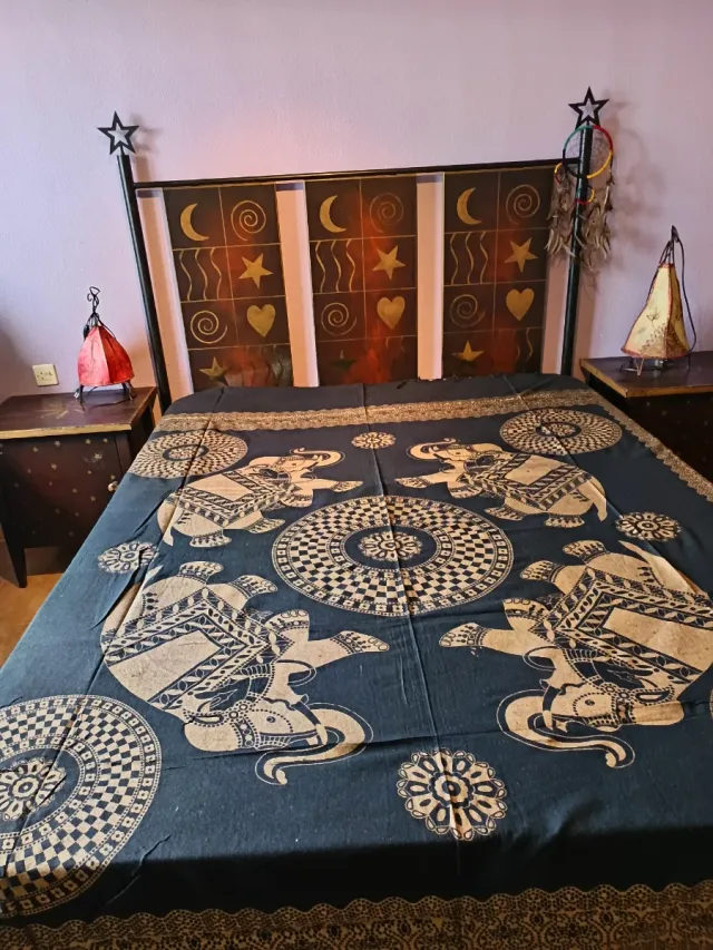 Copriletto artigianale Mandala Gold, 4 pezzi