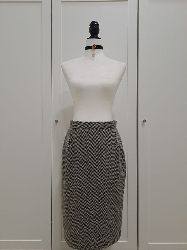Falda vintage tubo de tweed, Martel, talla 14