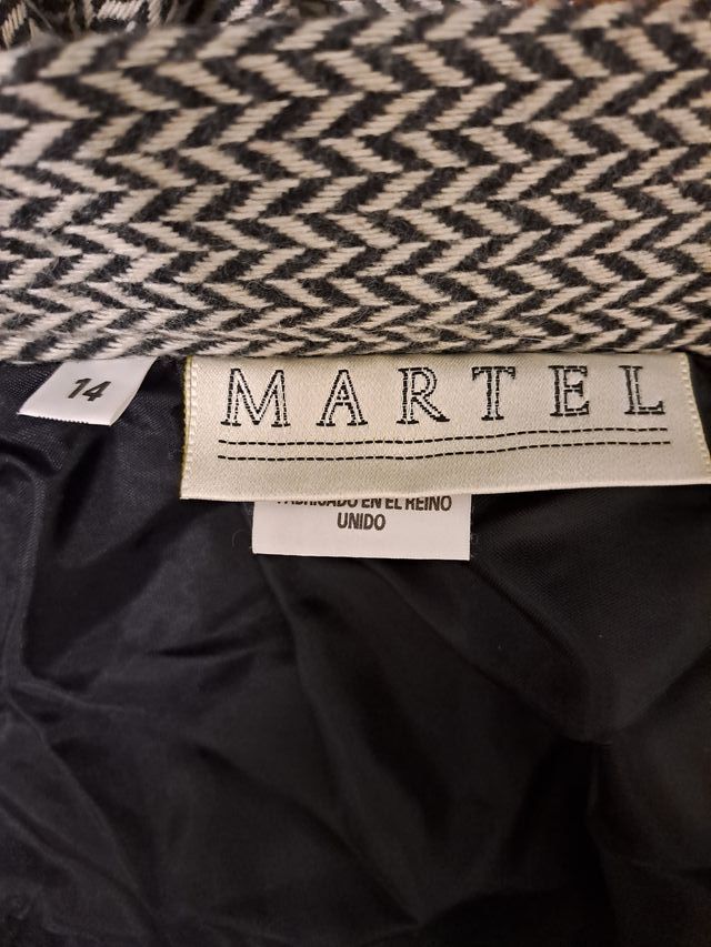 Falda vintage tubo de tweed, Martel, talla 14