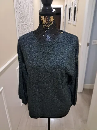 Camiseta plateada mujer