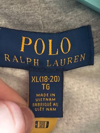 Sudadera Ralph Lauren Gris Talla XL Niño 18-20