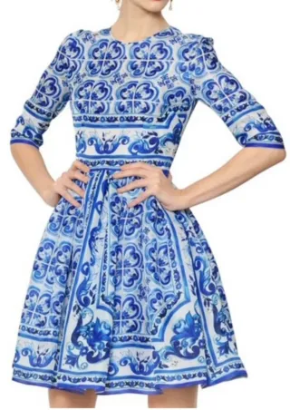 Vestido estilo Dolce Gabbana azul mosaico