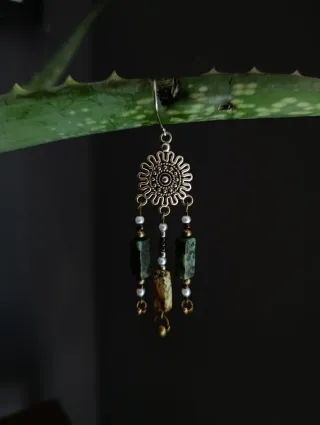 Pendientes Boho Plata y Verde