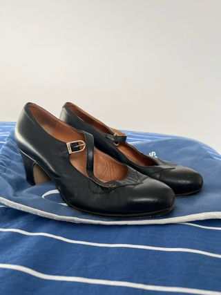 Zapatos Flamenco Tira Hebilla Negros