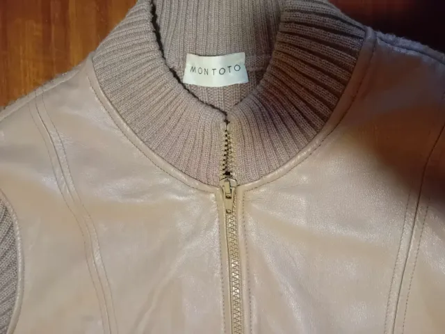 Cazadora YOS Piel y Lana Beige/Gris Talla M