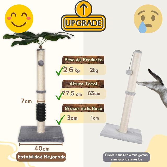 Rascador Gato Diseño Planta Sisal Natural