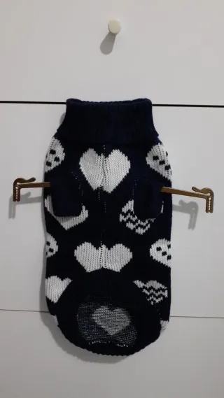 Vestitino cane blu e bianco con cuori