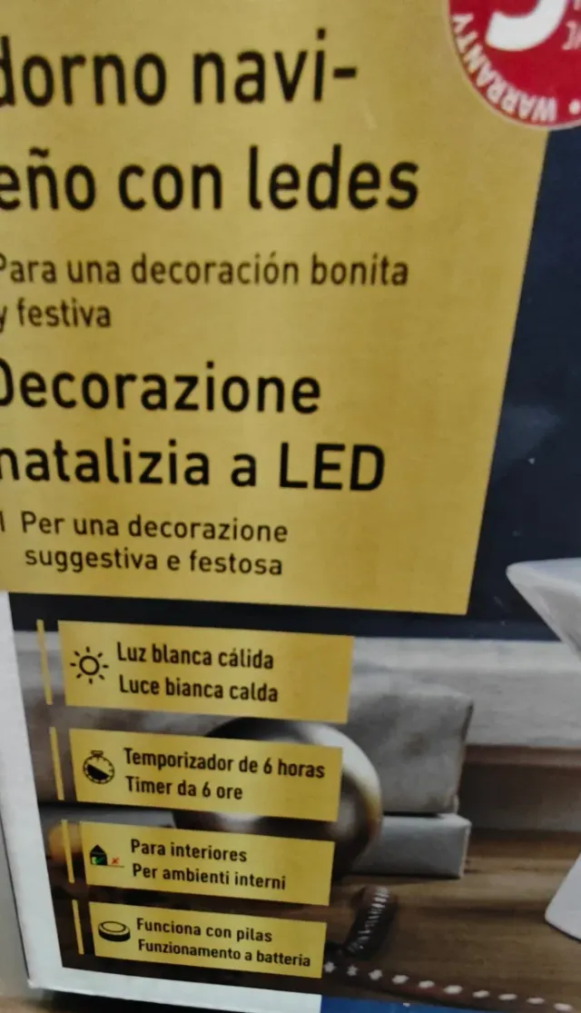 Adorno Navideño Estrella LED Madera y Cerámica