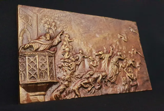 Placa religiosa en bronce dorado