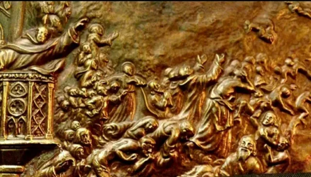 Placa religiosa en bronce dorado