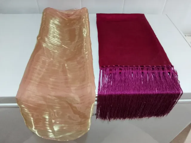 2 Fulares Ceremonia Mujer Oro y burdeos