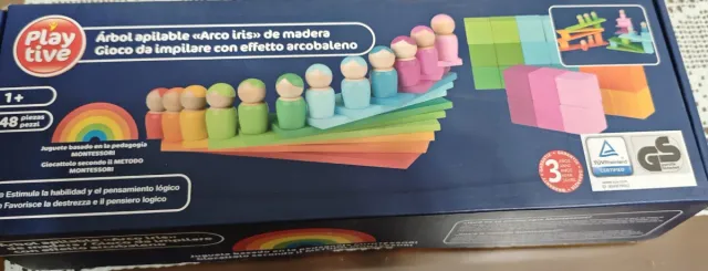 Juego madera basado Montessori Arco Iris 48 piezas