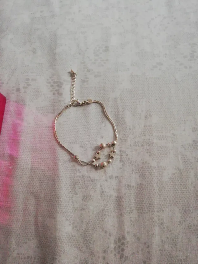 Pulsera plateada con estrellas y bolitas 925 plata