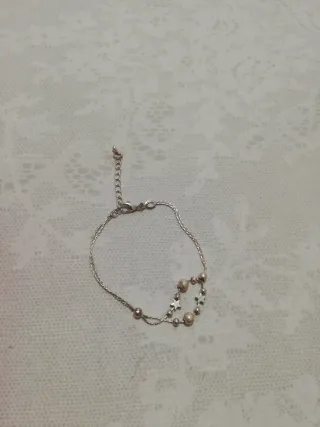 Pulsera plateada con estrellas y bolitas 925 plata