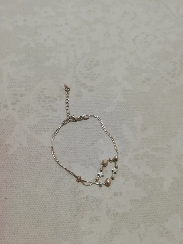 Pulsera plateada con estrellas y bolitas 925 plata