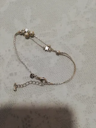 Pulsera plateada con estrellas y bolitas 925 plata
