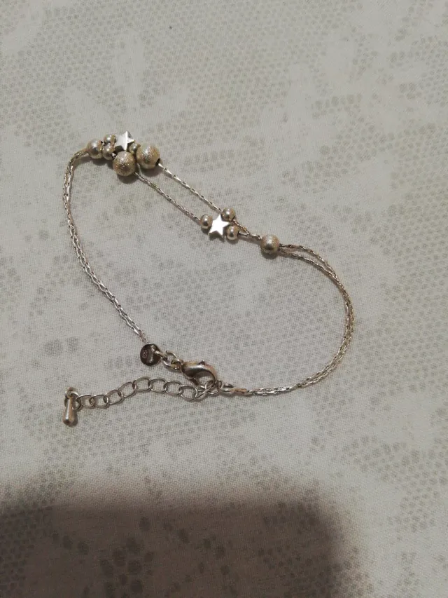 Pulsera plateada con estrellas y bolitas 925 plata