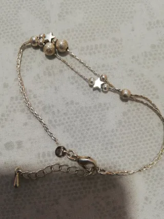 Pulsera plateada con estrellas y bolitas 925 plata